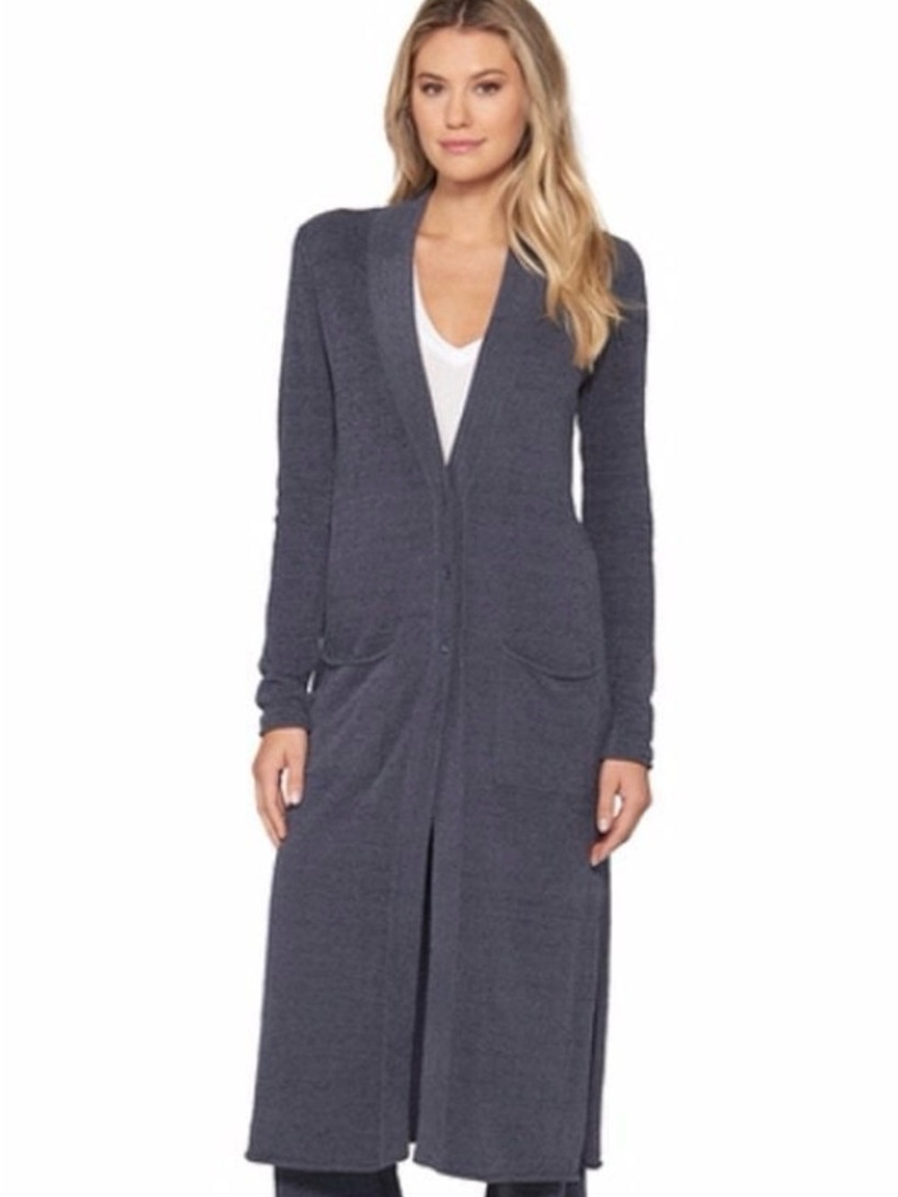 Barefoot Dreams Duster Long Open-Front Women’s Cardigan Sweater - Pacific Blue